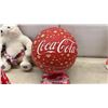 Image 4 : Coca-Cola Collectibles Lot: Plush Polar Bears, Checkerboard, Basketball, Purse, Tumblers, and More