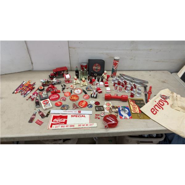 Coca-Cola Memorabilia Collection with Polar Bears, Watches, Pins, CD Holder, and More