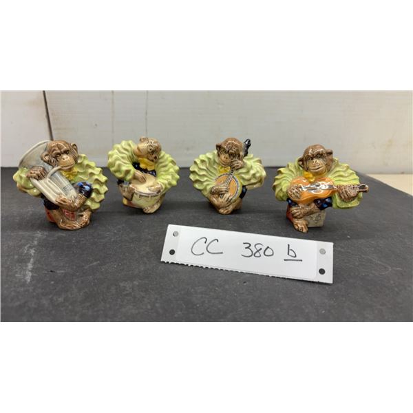 Set of Four Border Fine Arts Monkey Business Ceramic Musician Figurines