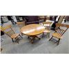 Image 1 : Round Oak Pedestal Dining Table 30 "Hgt 47" Diameter with Four Windsor Style Chairs