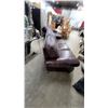 Image 11 : Leather Three-Seater Sofa with Rolled Arms and Carved Wood Trim 84" and Luv Seat 63"