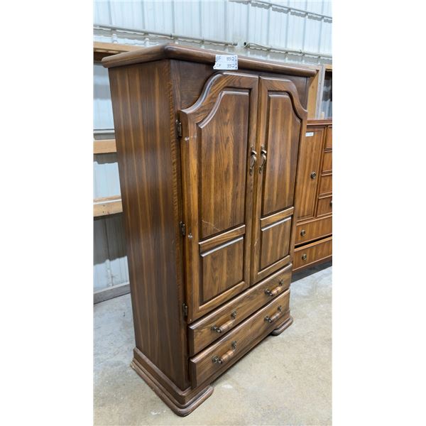 Oak Armoire with Two Cabinet Doors and Two Drawers 40 x 19 x 66