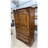 Image 2 : Oak Armoire with Two Cabinet Doors and Two Drawers 40 x 19 x 66