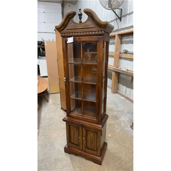 Traditional Cherry Curio Cabinet with Glass Shelves, and Lower Storage 71 x 22 x 13