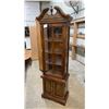 Image 1 : Traditional Cherry Curio Cabinet with Glass Shelves, and Lower Storage 71 x 22 x 13
