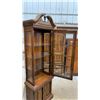 Image 3 : Traditional Cherry Curio Cabinet with Glass Shelves, and Lower Storage 71 x 22 x 13