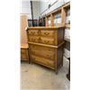 Image 2 : Traditional Wood Highboy Dresser 40 x 20 x 49 and Matching Two-Drawer Nightstands 24 x 24 x 15