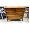 Image 3 : Antique Four-Drawer Wooden Chest of Drawers with Carved Floral Medallion 40 x 20-1/2 x 34