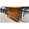 Image 6 : Antique Four-Drawer Wooden Chest of Drawers with Carved Floral Medallion 40 x 20-1/2 x 34