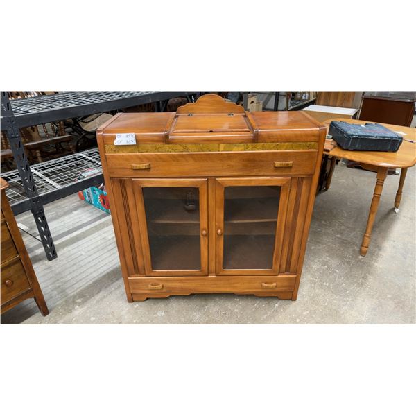 Art Deco Wooden Buffet Sideboard with Glass Doors and Silverware Compartment 42 x 16 x 48