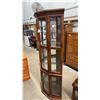Image 2 : Cherry Finish Corner Curio Cabinet with Glass Shelves and Dual Doors 72 x 31 x 19-1/2