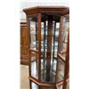 Image 3 : Cherry Finish Corner Curio Cabinet with Glass Shelves and Dual Doors 72 x 31 x 19-1/2