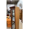 Image 6 : Cherry Finish Corner Curio Cabinet with Glass Shelves and Dual Doors 72 x 31 x 19-1/2