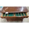 Image 4 : Antique Mahogany Server with Serpentine Backsplash, Glass Top, and Carved Pulls 44 x 21 x 41