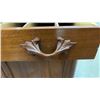 Image 5 : Antique Mahogany Server with Serpentine Backsplash, Glass Top, and Carved Pulls 44 x 21 x 41