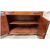 Image 6 : Antique Mahogany Server with Serpentine Backsplash, Glass Top, and Carved Pulls 44 x 21 x 41