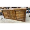 Image 2 : Oak Nine-Drawer Dresser with Brass Campaign-Style Hardware 65-1/2 x 18 x 29