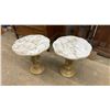 Image 1 : Pair of Rococo-Style Accent Tables with Faux Marble Tops and Cherub Pedestal Bases 19 x 18