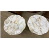 Image 2 : Pair of Rococo-Style Accent Tables with Faux Marble Tops and Cherub Pedestal Bases 19 x 18