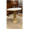 Image 4 : Pair of Rococo-Style Accent Tables with Faux Marble Tops and Cherub Pedestal Bases 19 x 18