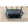 Image 3 : Black Metal Hall Tree with Coat Hooks, Bench Seat, and Perforated Shoe Storage Shelves 35-1/2 x 15