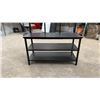 Image 4 : Black Metal Hall Tree with Coat Hooks, Bench Seat, and Perforated Shoe Storage Shelves 35-1/2 x 15