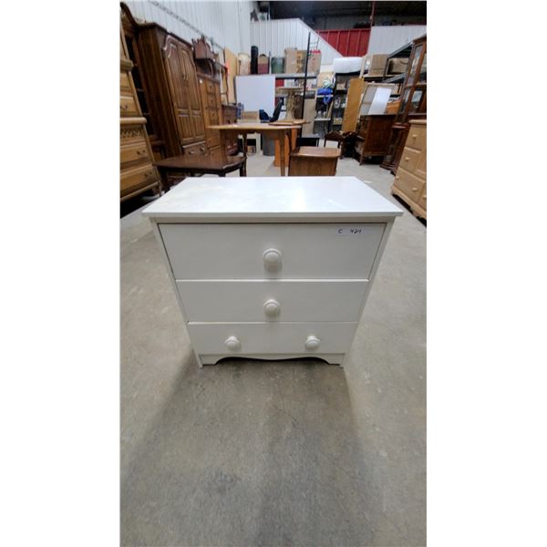 White Painted Three-Drawer Chest with Round Knobs