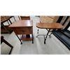 Image 1 : Wooden End Table with Single Drawer and Lower Shelf on Wrought Iron Base