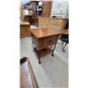Image 2 : Wooden End Table with Single Drawer and Lower Shelf on Wrought Iron Base