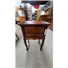 Image 1 : Queen Anne Style Mahogany Two-Drawer Nightstand with Tray Top and Cabriole Legs 24 x 15 x 12"