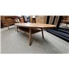 Image 3 : Mid-Century Modern Style Oval Wooden Coffee Table with Lower Shelf 16 x 71 x 15"