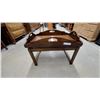Image 1 : Wooden Butler's Tray End Table with Scalloped Edge and Cut-Out Handles16 x 29 x 20" Drop Leaf