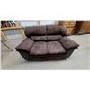 Image 1 : Brown Microfiber and Faux Leather Two-Seater Loveseat 64" Wide