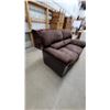 Image 2 : Brown Microfiber and Faux Leather Two-Seater Loveseat 64" Wide