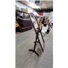Image 2 : Wooden Cheval Mirror with Carved Fleur-De-Lis and Turned Spindle Posts Mirror Size 22 x 60"