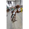 Image 4 : Wooden Cheval Mirror with Carved Fleur-De-Lis and Turned Spindle Posts Mirror Size 22 x 60"