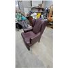 Image 2 : Burgundy Leather Wingback Armchair with Nailhead Trim