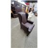 Image 3 : Burgundy Leather Wingback Armchair with Nailhead Trim