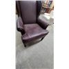 Image 5 : Burgundy Leather Wingback Armchair with Nailhead Trim