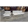 Image 1 : Cream Damask Upholstered Three-Seater Sofa and Matching Armchair Set
