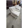 Image 6 : Cream Damask Upholstered Three-Seater Sofa and Matching Armchair Set