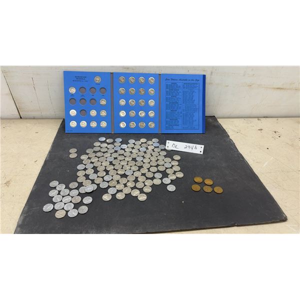 Canadian Nickels George VI, Elizabeth II Tombac & Whitman Coin Album No. 9089 with Loose Coins and