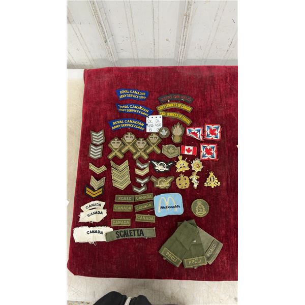 Canadian Military Insignia Collection Including Patches, Rank Badges, and More