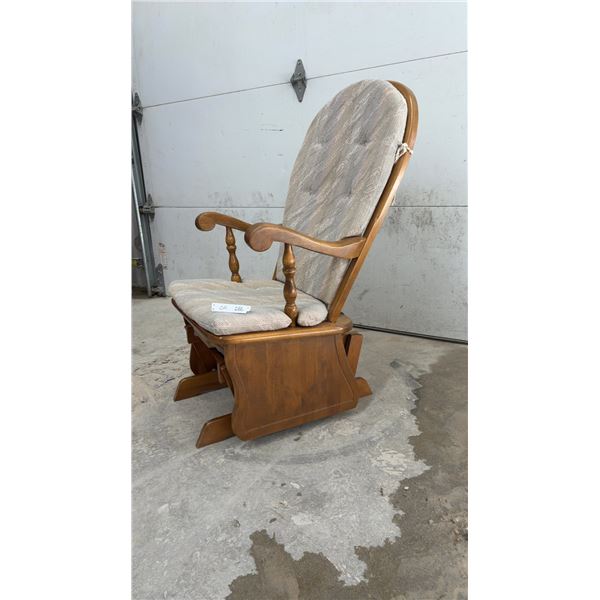Shermag Wooden Glider Rocker with Upholstered Cushions and Spindle Back