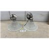 Image 1 : Pair of Vintage-Style Lights with Etched Frosted Glass Bell Shades