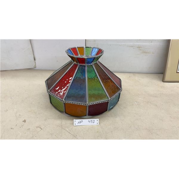 Multicolored Stained Glass Lampshade, 10" H X 15" Diameter
