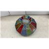 Image 2 : Multicolored Stained Glass Lampshade, 10" H X 15" Diameter