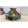 Image 4 : Multicolored Stained Glass Lampshade, 10" H X 15" Diameter