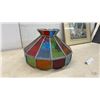 Image 5 : Multicolored Stained Glass Lampshade, 10" H X 15" Diameter