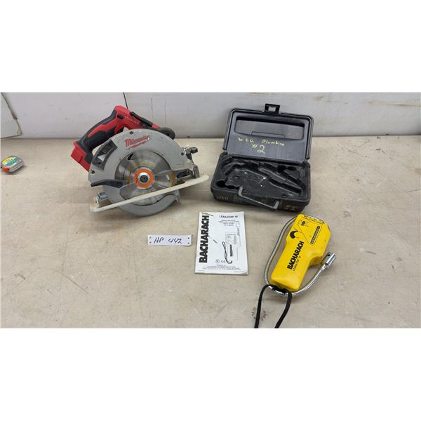 Milwaukee M18 Cordless Circular Saw- NO Battery and Bacharach Leakator 10 Gas Leak Detector with